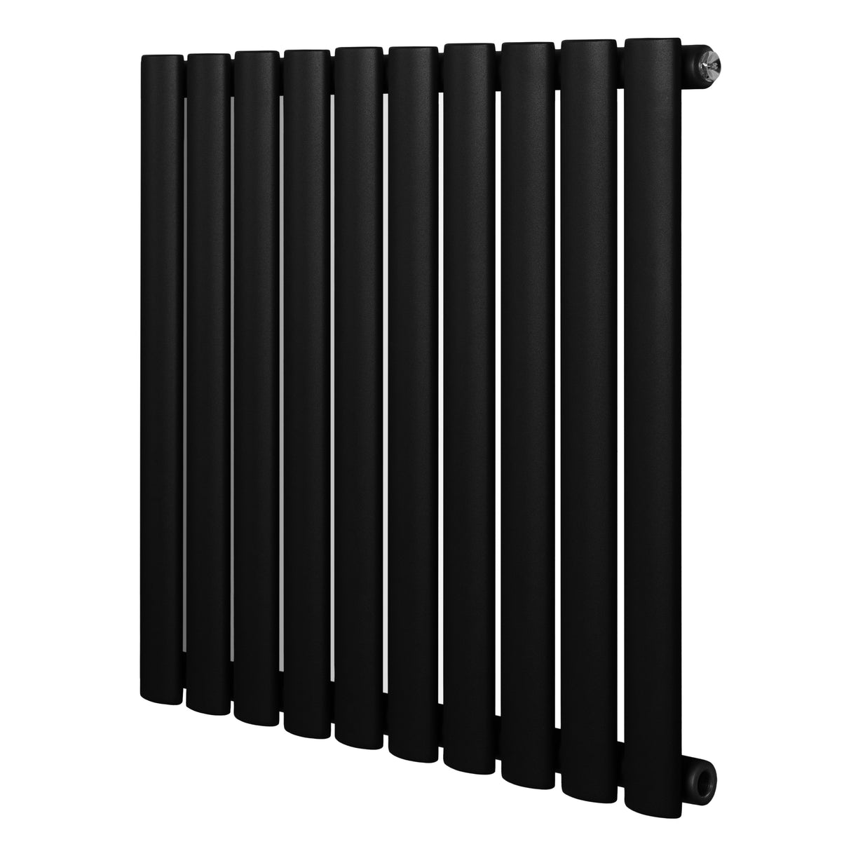 Radiateur à colonnes ovales noir, 600 x 600 mm, avec finition mate et design élégant, idéal pour un chauffage efficace et moderne