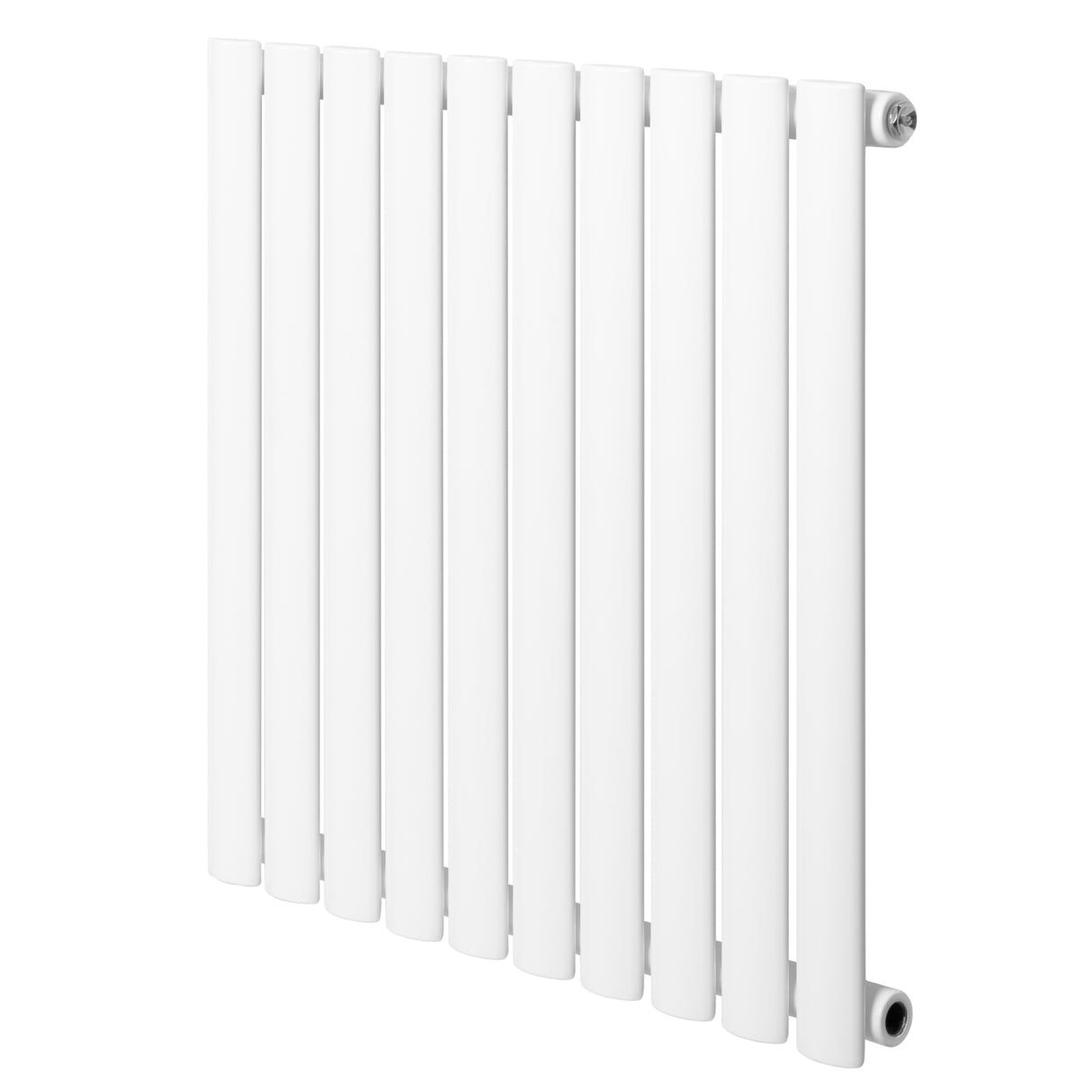 Radiateur à colonnes ovales blanc, 600 x 600 mm, avec surface lisse et finition moderne, idéal pour un chauffage efficace et esthétique