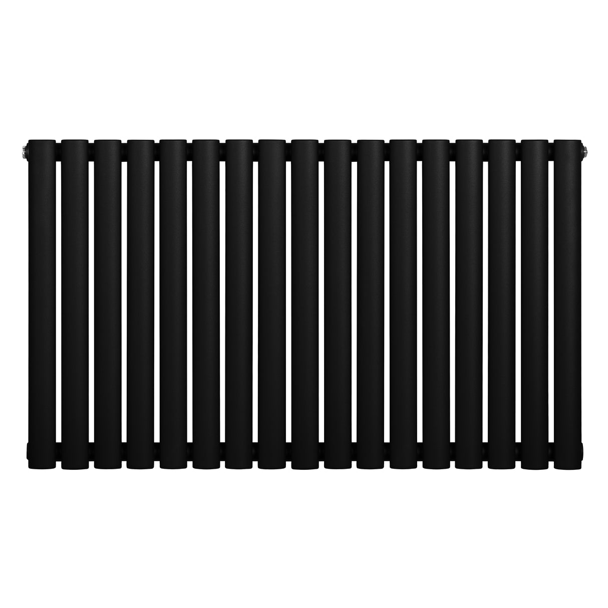 Radiateur à colonnes ovales noir, 600 x 1020 mm, avec une finition lisse et des lignes épurées, idéal pour un intérieur moderne