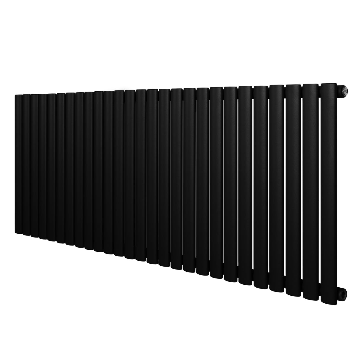 Radiateur à colonnes ovales noir, 600 x 1620 mm, avec une finition lisse et moderne, idéal pour un intérieur élégant et contemporain