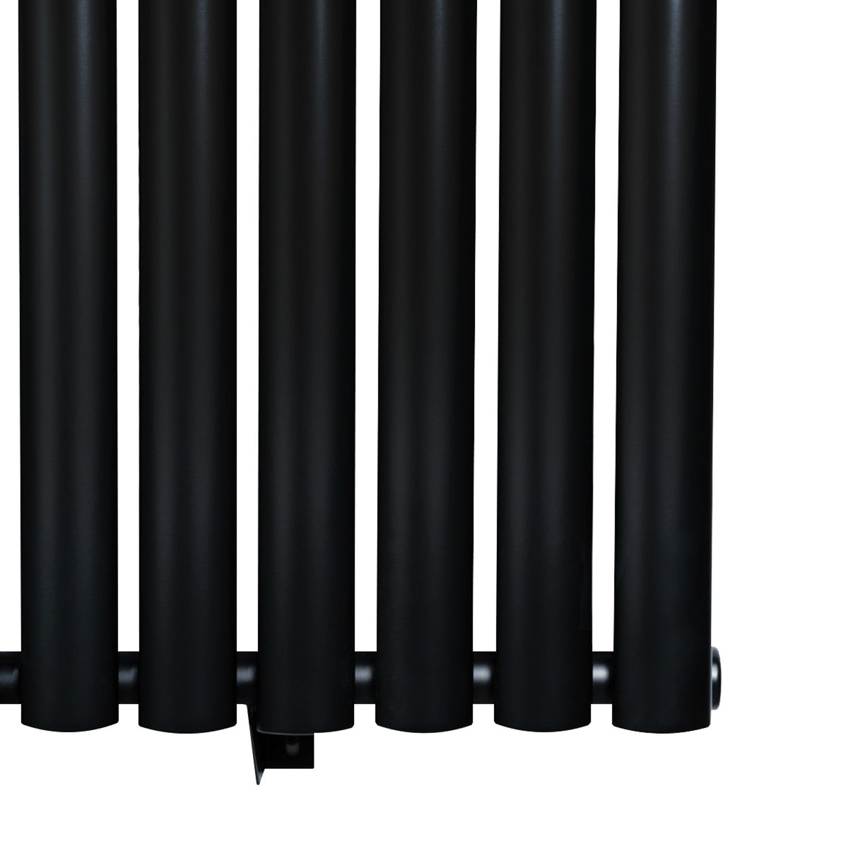 Radiateur à colonnes ovales noir, 1800 x 600 mm, avec surface lisse et finition mate, idéal pour un chauffage efficace et élégant