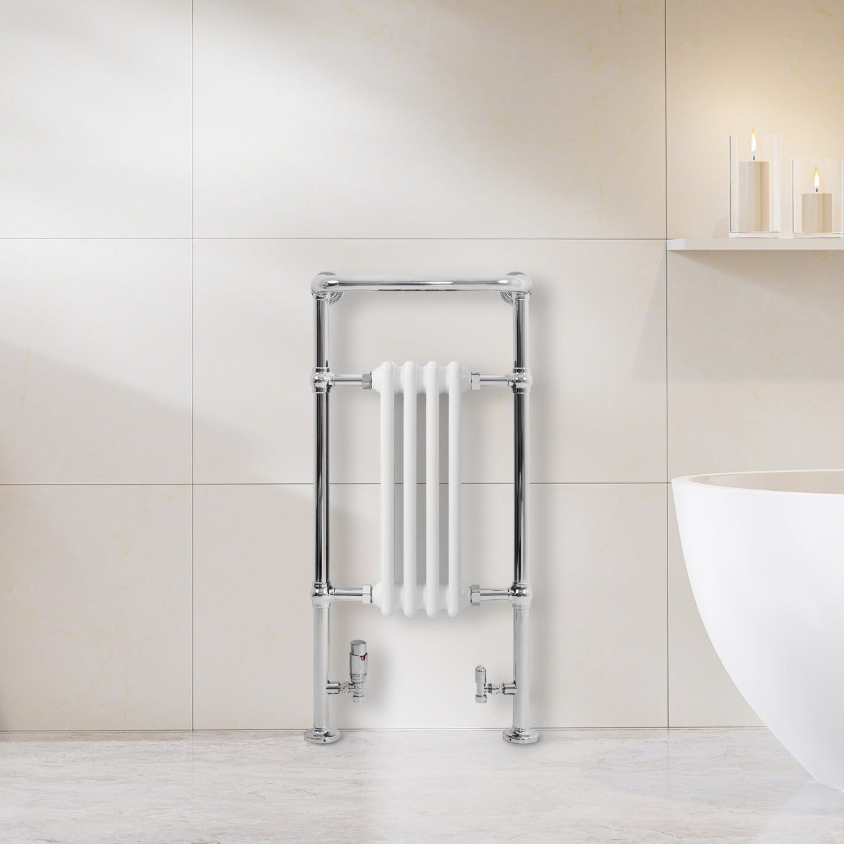 Radiateur Traditionnel Sèche-Serviettes - 950 mm x 480 mm - Blanc