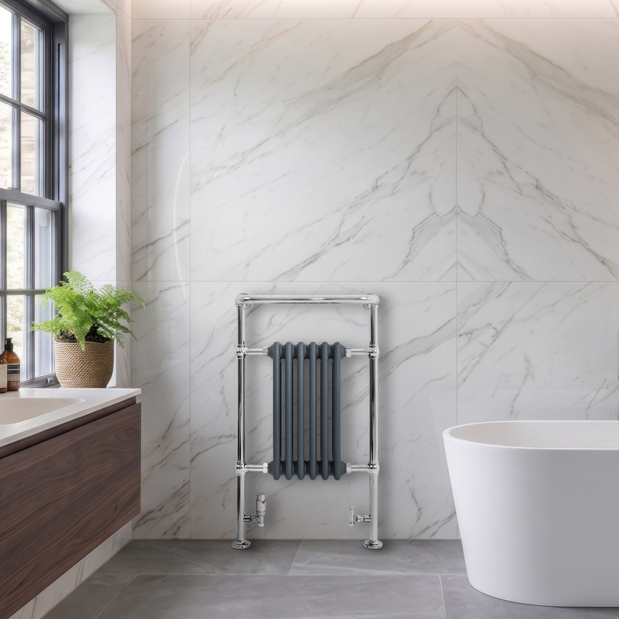 Radiateur Traditionnel Sèche-Serviettes - 950 mm x 570 mm - Gris Anthracite