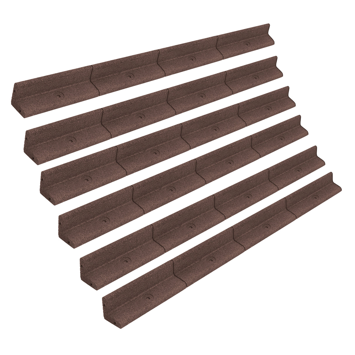 Lot de 6 Bordures de Jardin Flexibles en Caoutchouc 1,2 m - Marron