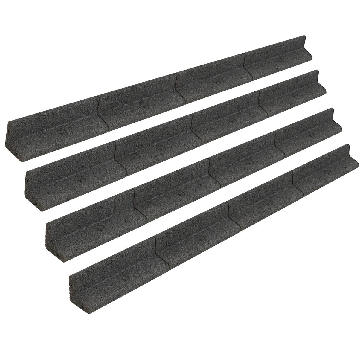 Lot de 4 Bordures de Jardin Flexibles en Caoutchouc 1,2 m - Gris
