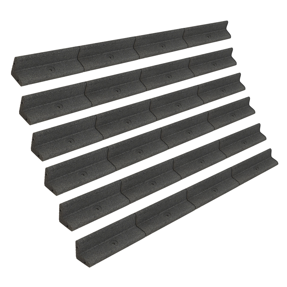 Lot de 6 Bordures de Jardin Flexibles en Caoutchouc 1,2 m - Gris