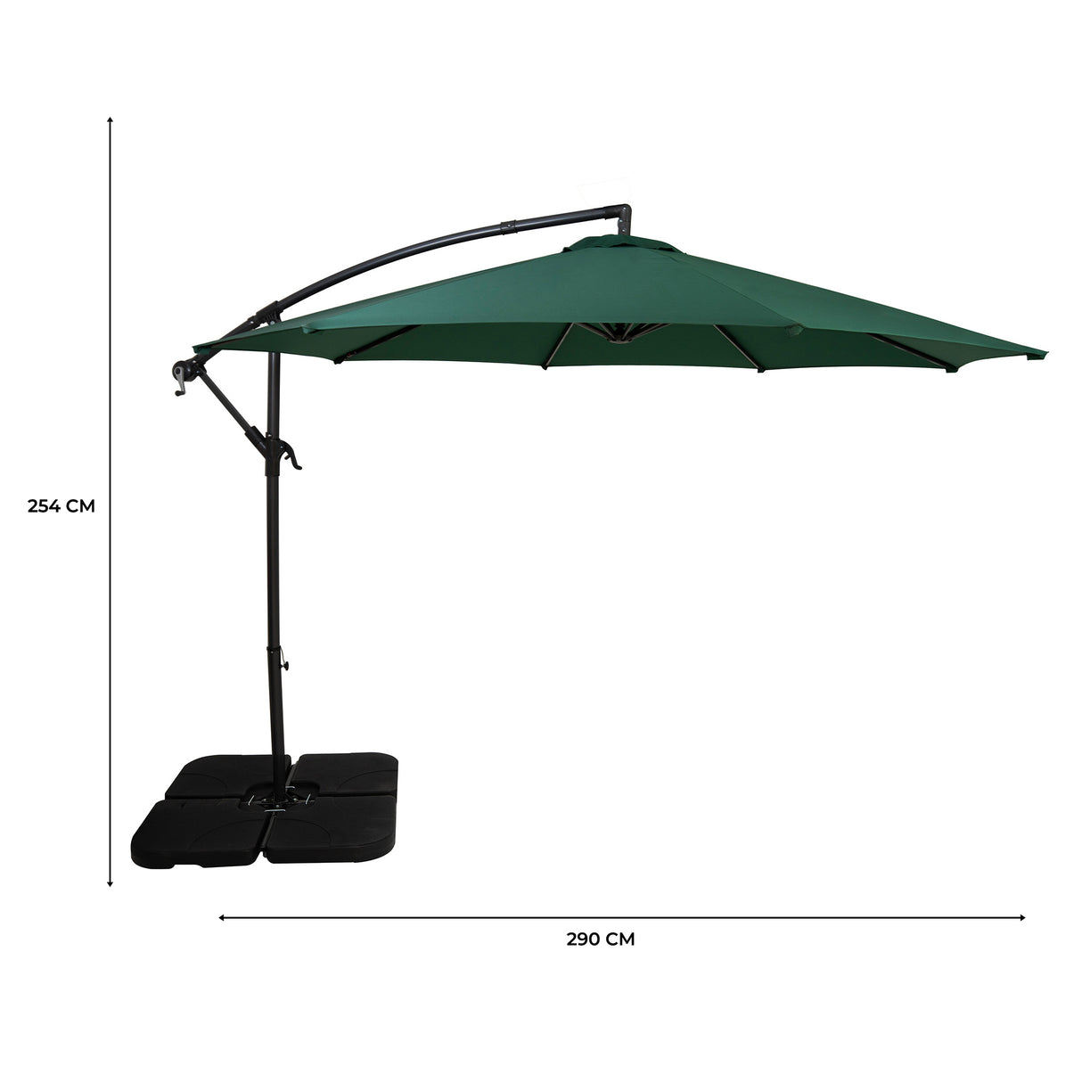 Parasol Banane à Mât Déporté 3 m & Pied Carré - Vert