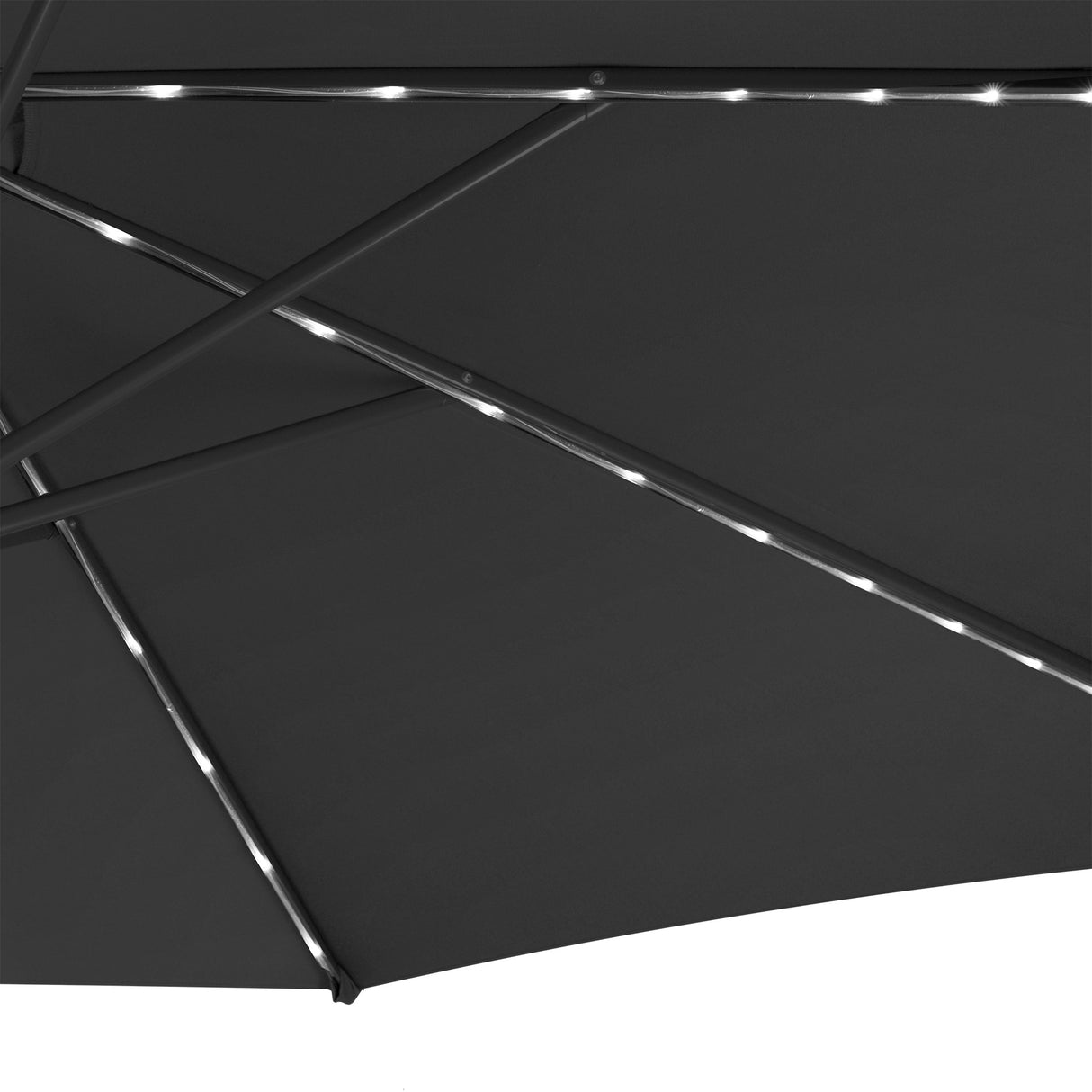 Parasol Banane à Mât Déporté à LED 3 m & Pied Carré - Gris
