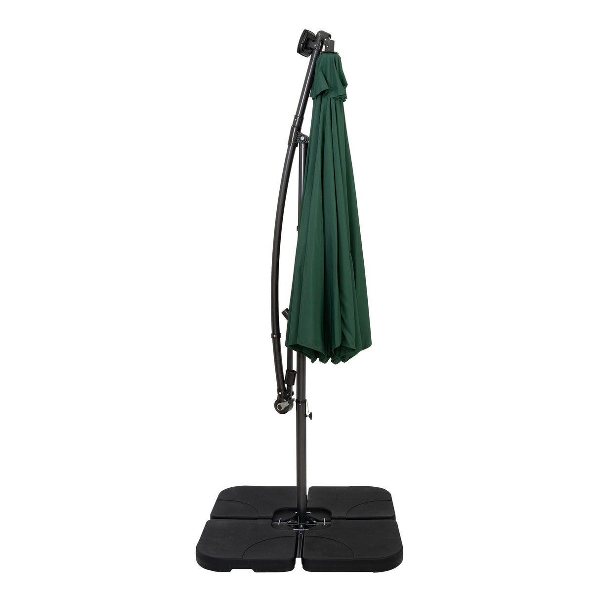 Parasol Banane à Mât Déporté à LED 3 m & Pied Carré - Vert
