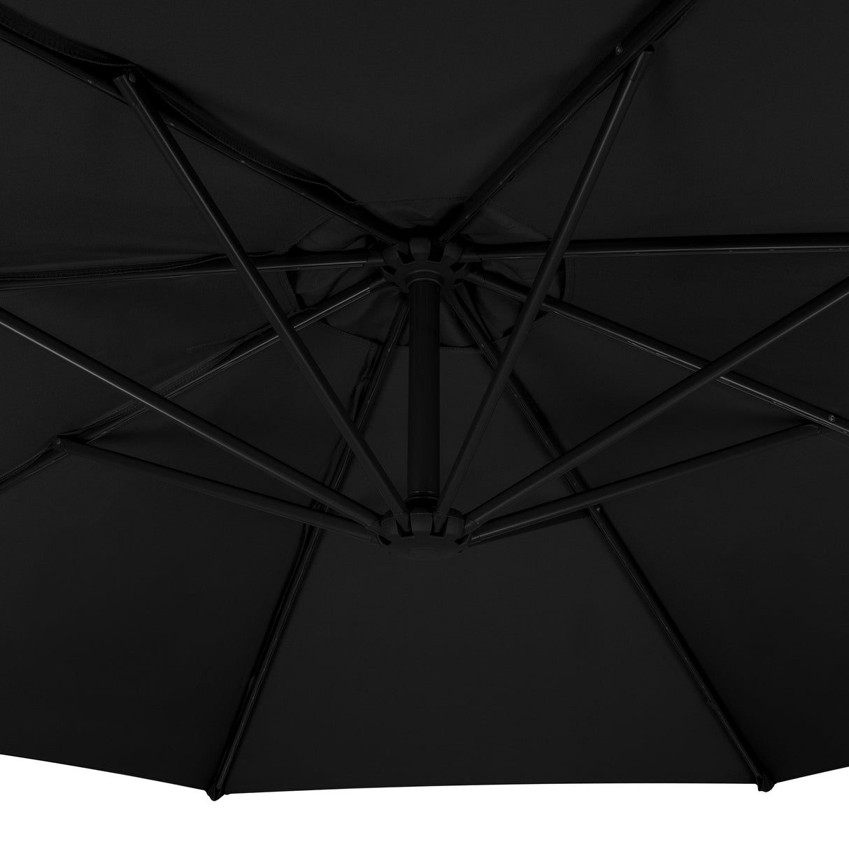 Parasol Banane à Mât Déporté 3 m & 4 Pieds en Éventail - Noir