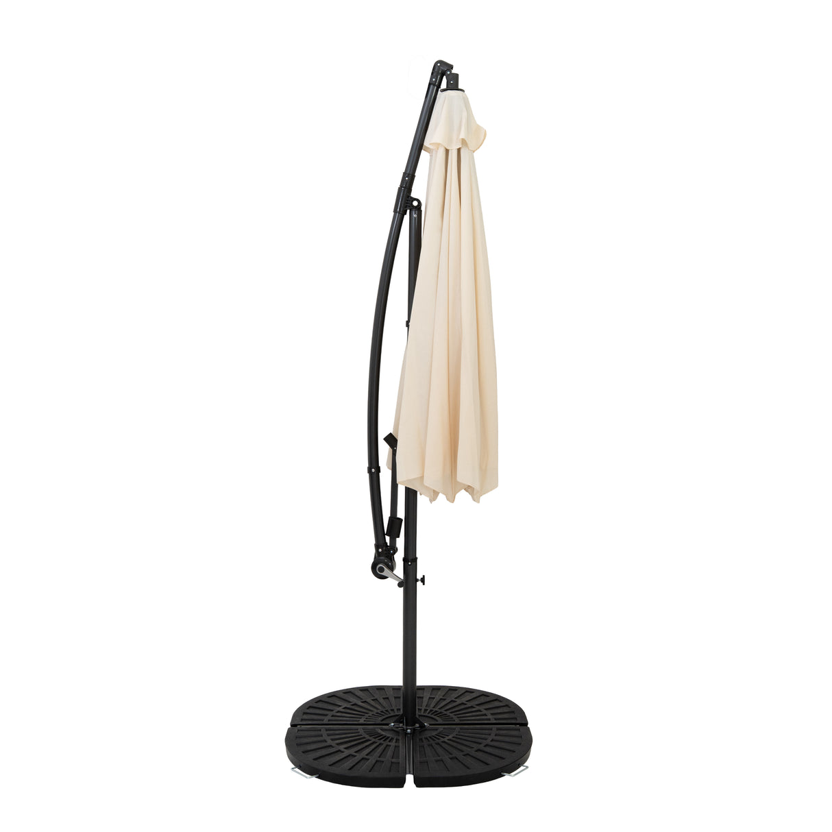 Parasol Banane à Mât Déporté 3 m & 4 Pieds en Éventail - Crème
