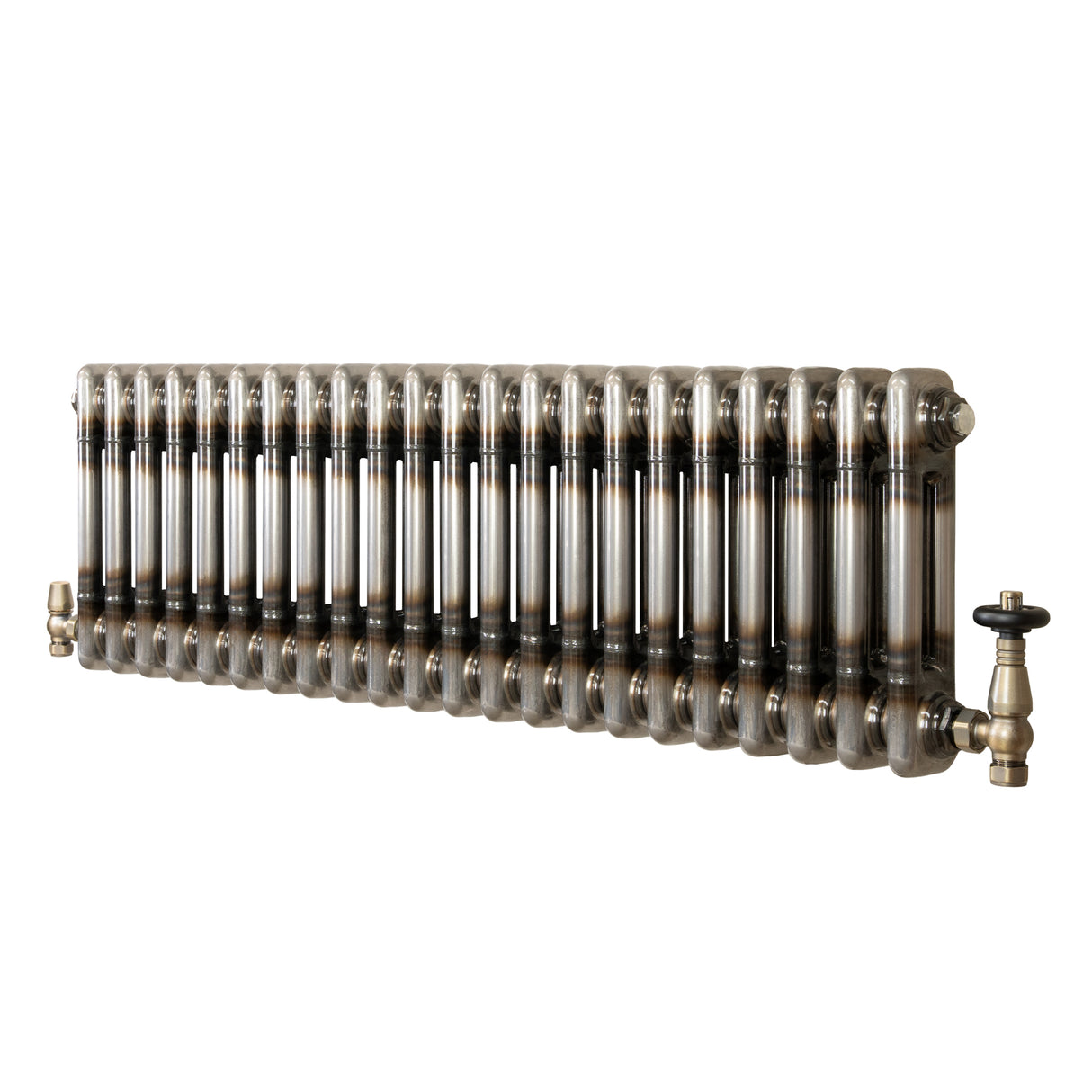 Radiateur Traditionnel à 2 Colonnes & Vannes - 300 x 1010 mm - Métal Brut