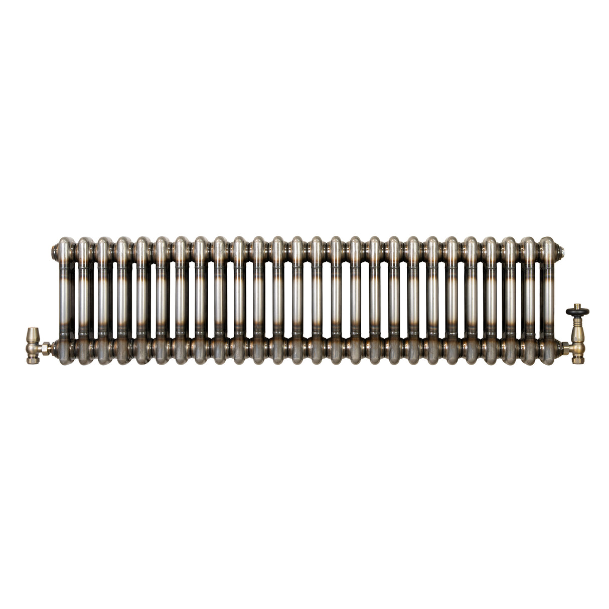 Radiateur Traditionnel à 2 Colonnes & Vannes - 300 x 1190 mm - Métal Brut
