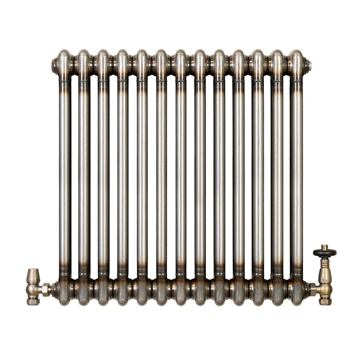Radiateur Traditionnel à 2 Colonnes & Vannes - 600 x 605 mm - Métal Brut