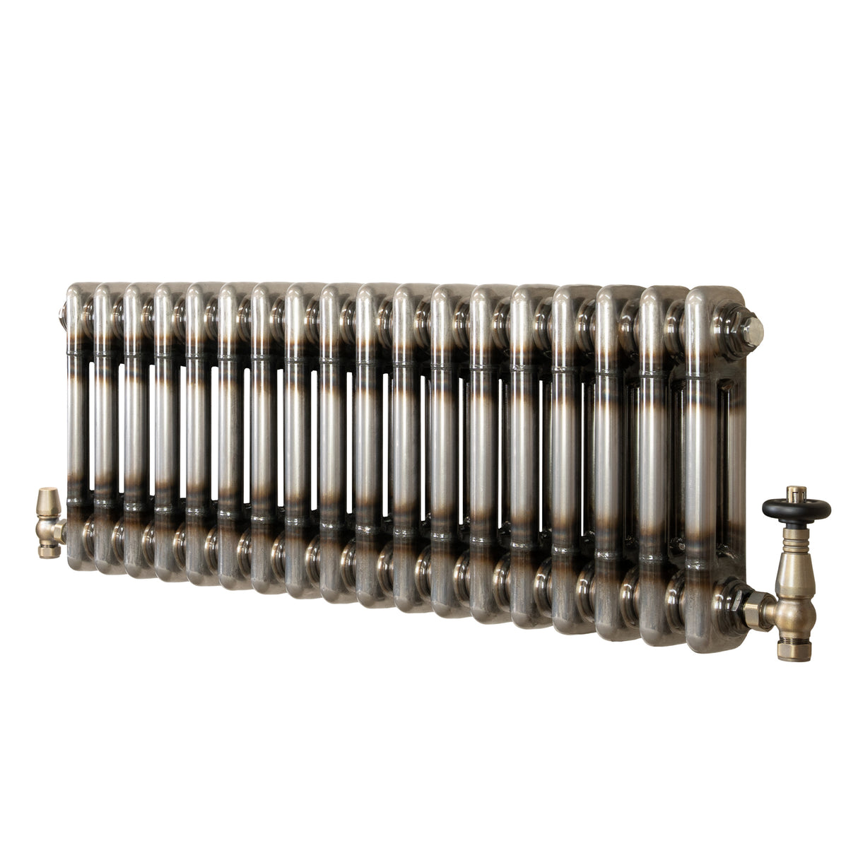 Radiateur Traditionnel à 2 Colonnes & Vannes - 600 x 830 mm - Métal Brut