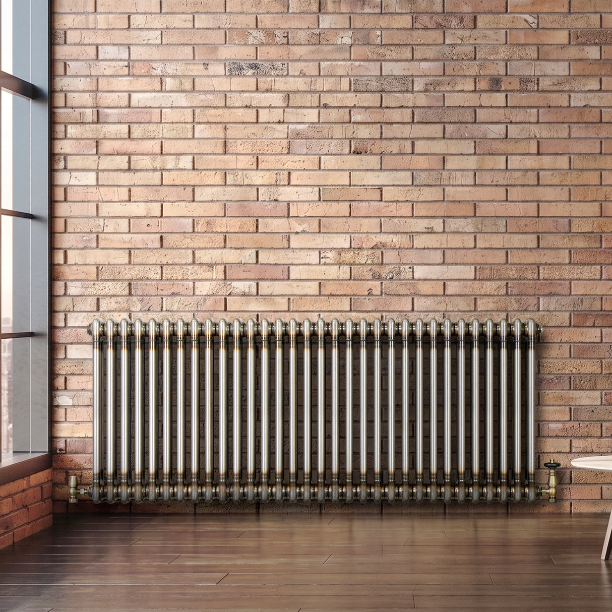 Radiateur Traditionnel à 2 Colonnes & Vannes - 600 x 1460 mm - Métal Brut