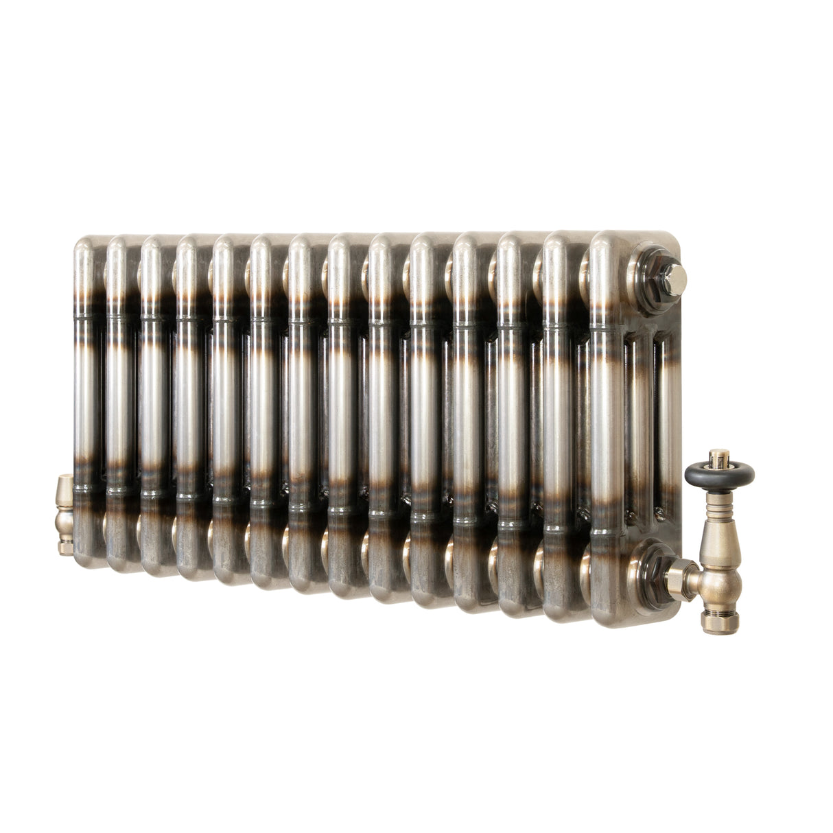Radiateur Traditionnel à 3 Colonnes & Vannes - 300 x 650 mm - Métal Brut