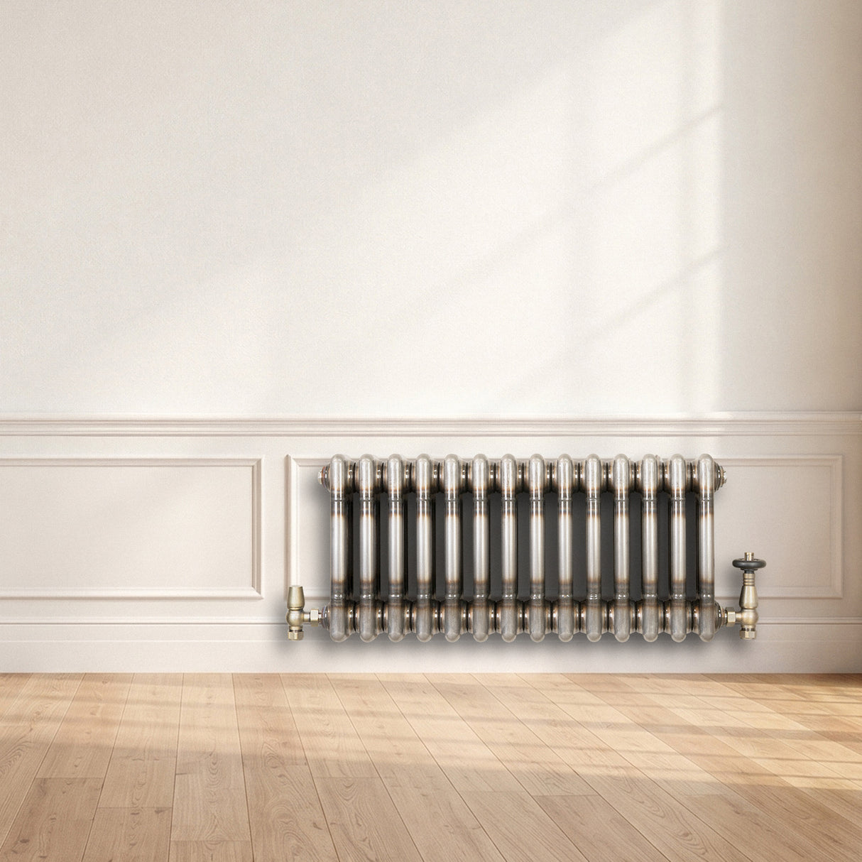 Radiateur Traditionnel à 3 Colonnes & Vannes - 300 x 650 mm - Métal Brut