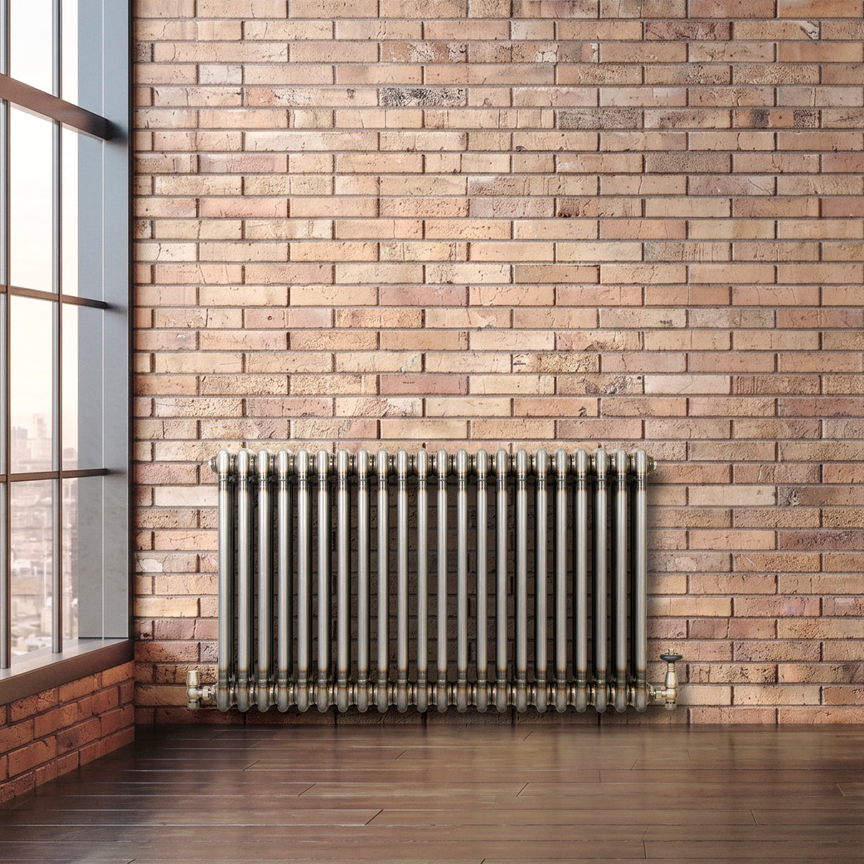 Radiateur Traditionnel à 3 Colonnes & Vannes - 600 x 1010 mm - Métal Brut