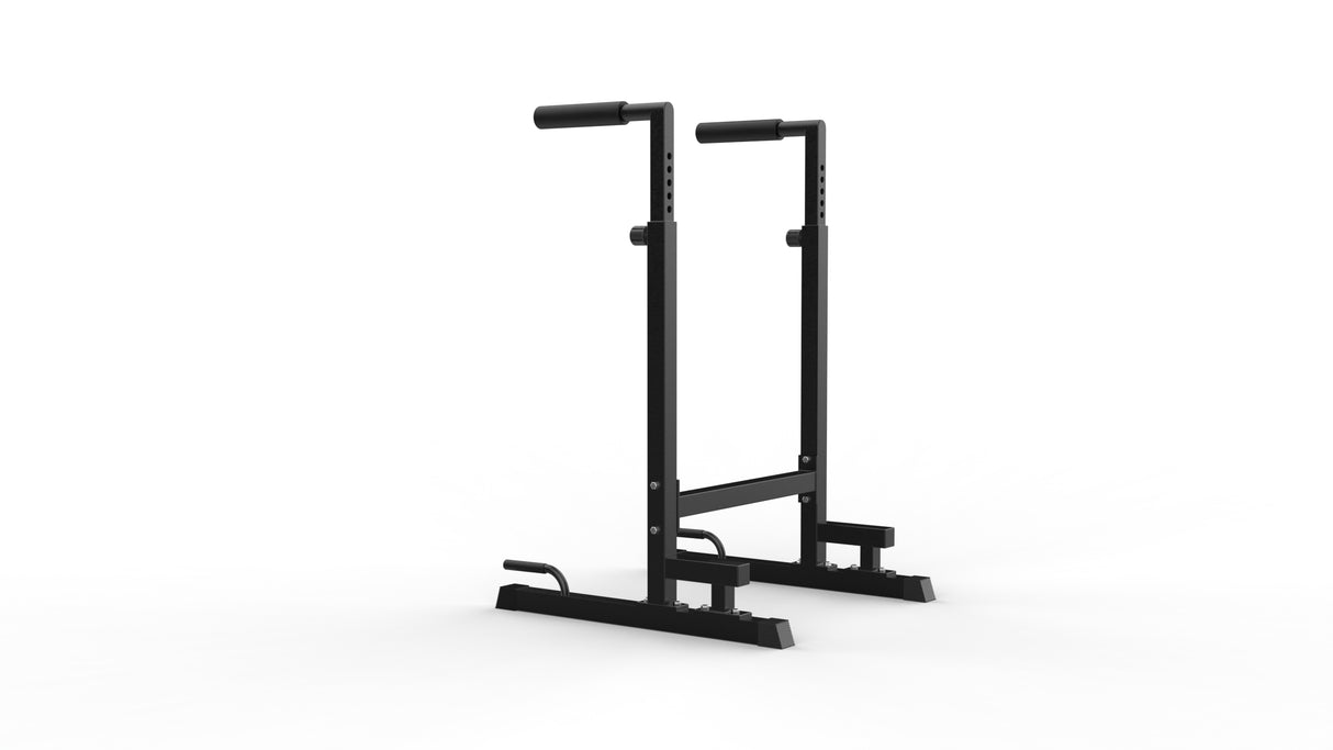 Barres parallèles noires XL en métal, avec poignées en caoutchouc pour une meilleure prise, idéales pour les dips et les exercices de force