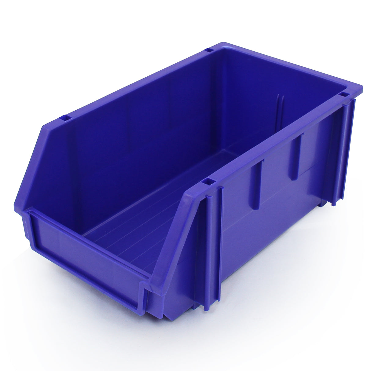 Casier utilitaire en acier bleu et gris, conçu pour les vans, avec des bords renforcés et une texture lisse pour une durabilité optimale
