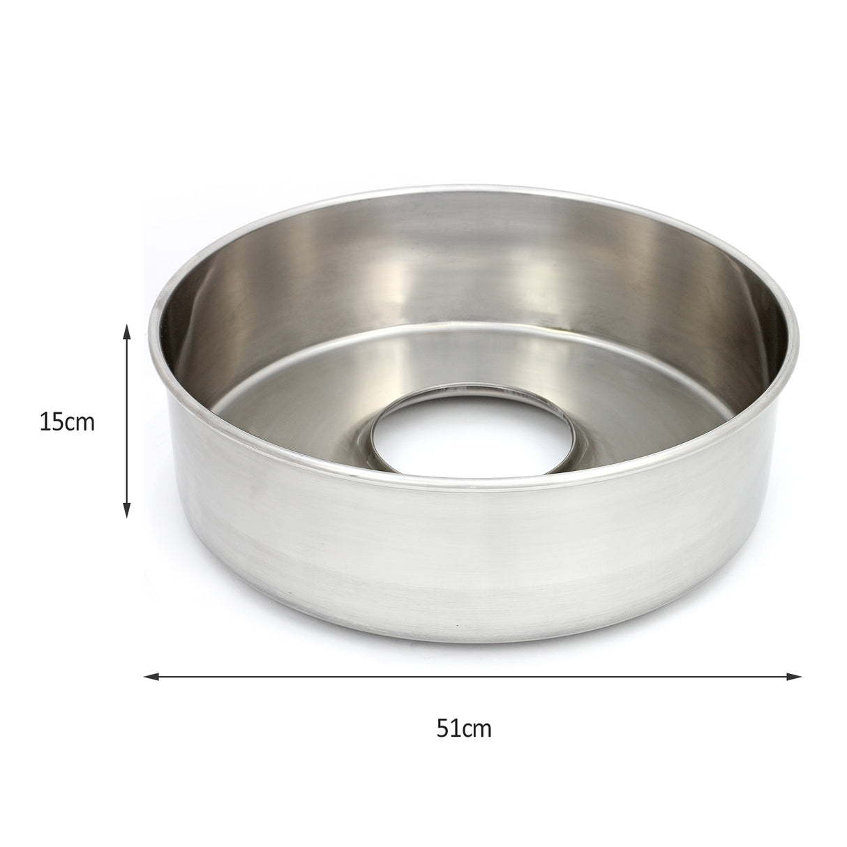 Bol en acier inoxydable brillant de 51 cm de diamètre et 15 cm de profondeur, idéal pour la préparation de popcorn ou de barbe à papa