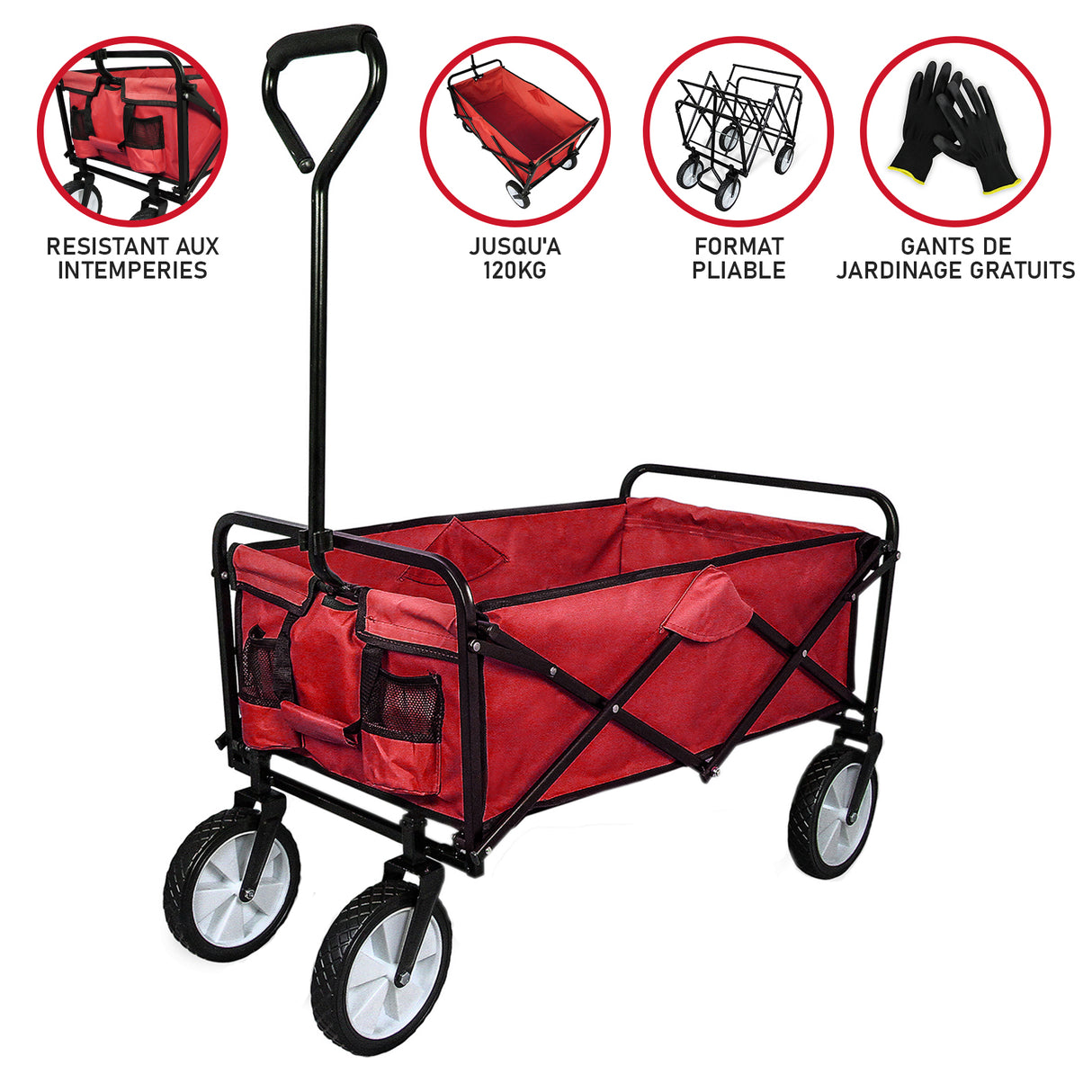 Chariot Pliable de Jardin – Rouge