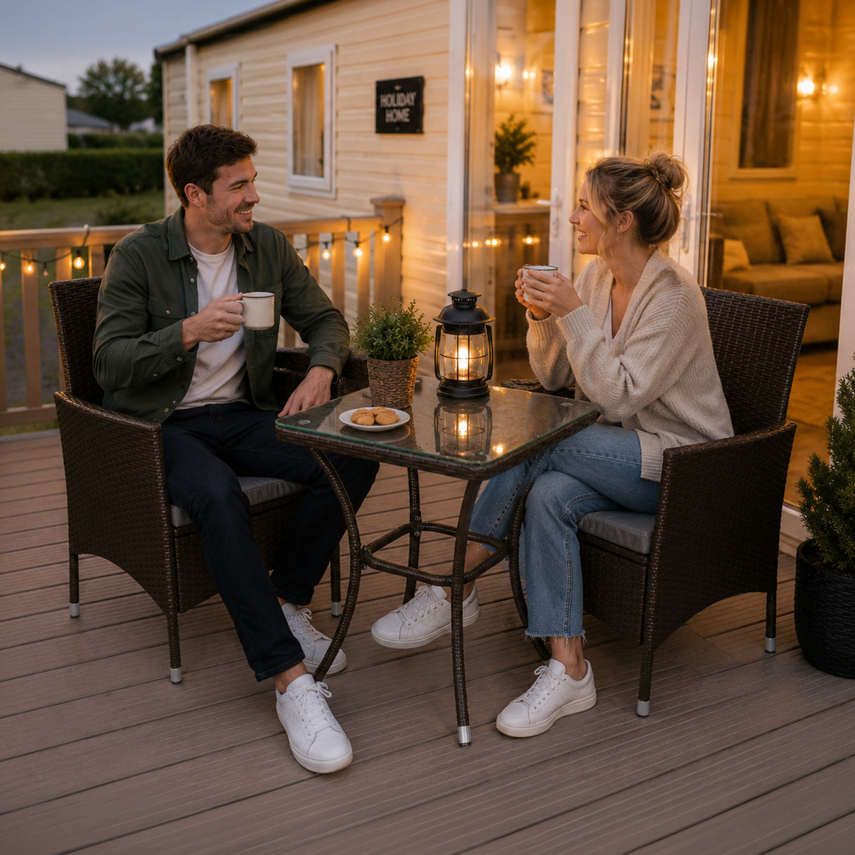 Jardí Set Bistro en Rotin Marron