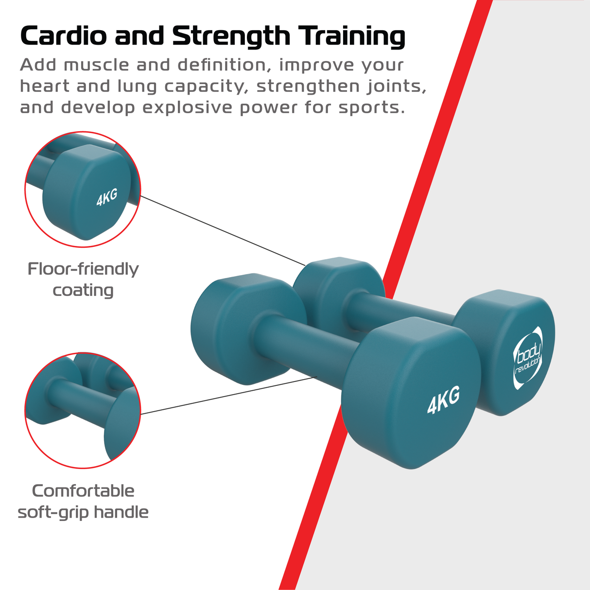 2 Haltères en Néoprène de 4 kg
