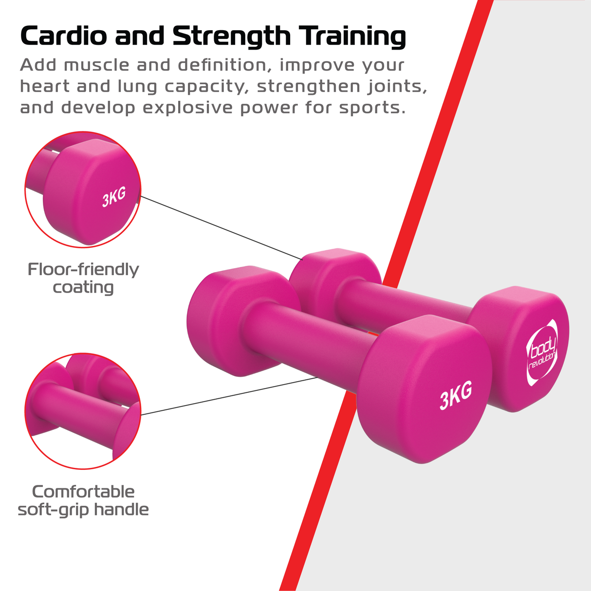 2 Haltères en Néoprène de 3 kg