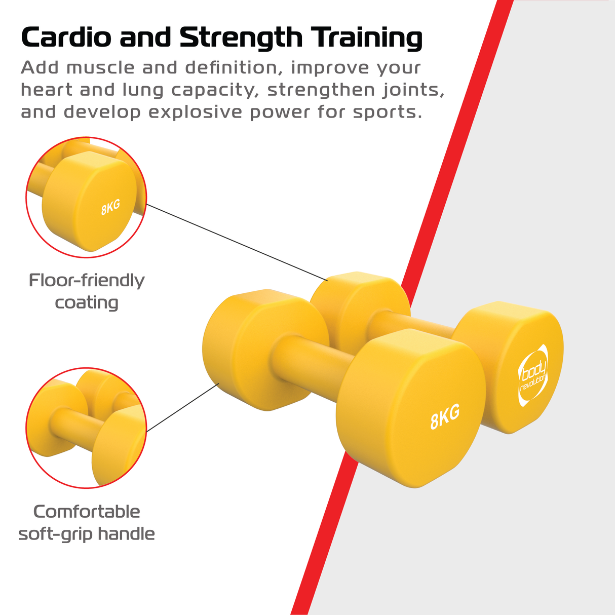 2 Haltères en Néoprène de 8 kg