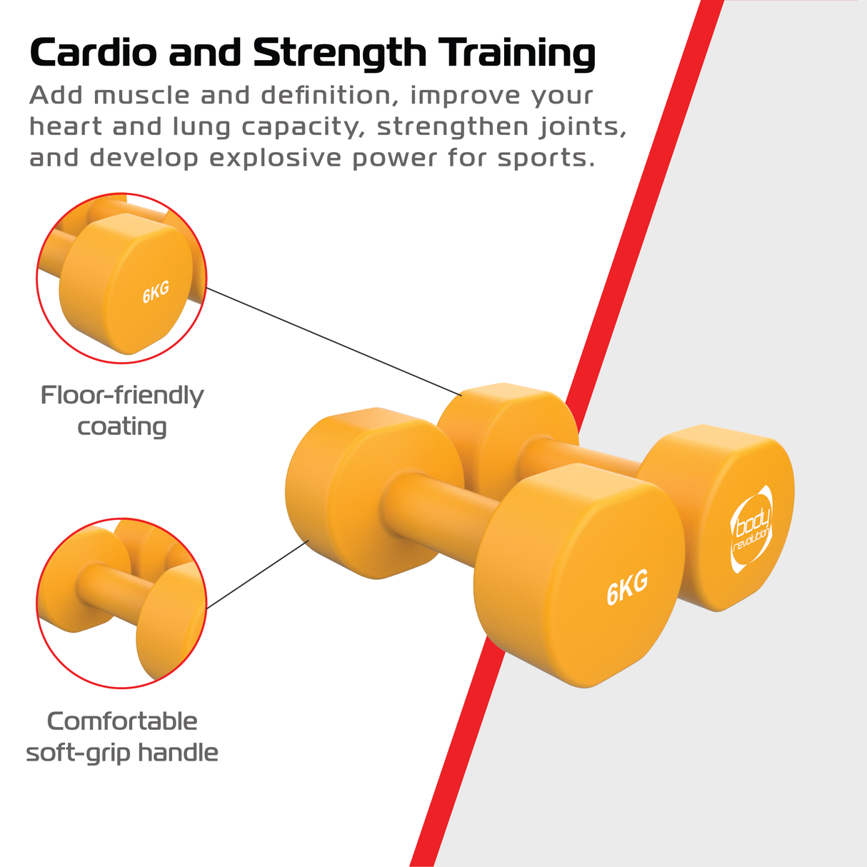 2 Haltères en Néoprène de 6 kg