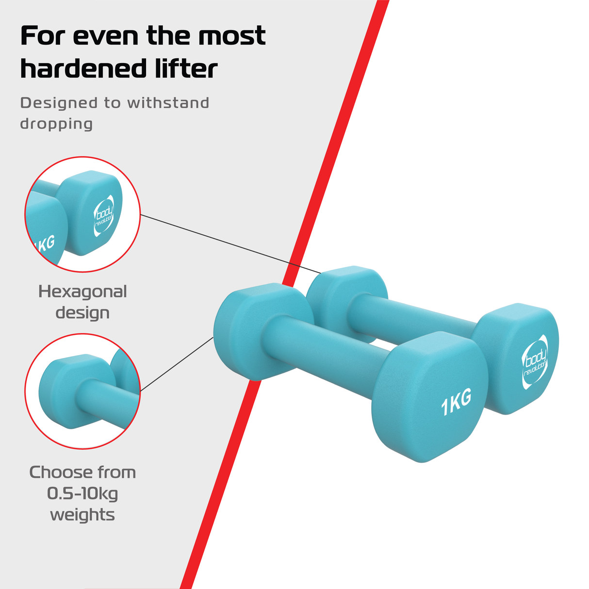 2 Haltères en Néoprène de 1 kg
