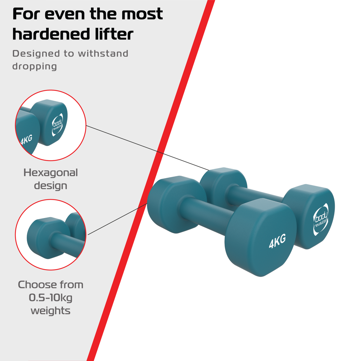 2 Haltères en Néoprène de 4 kg