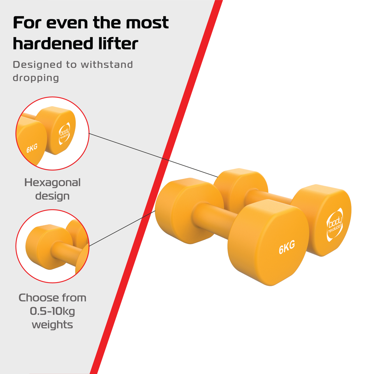 2 Haltères en Néoprène de 6 kg