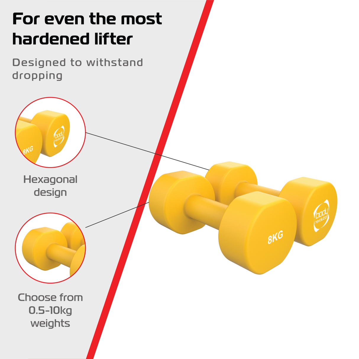 2 Haltères en Néoprène de 8 kg