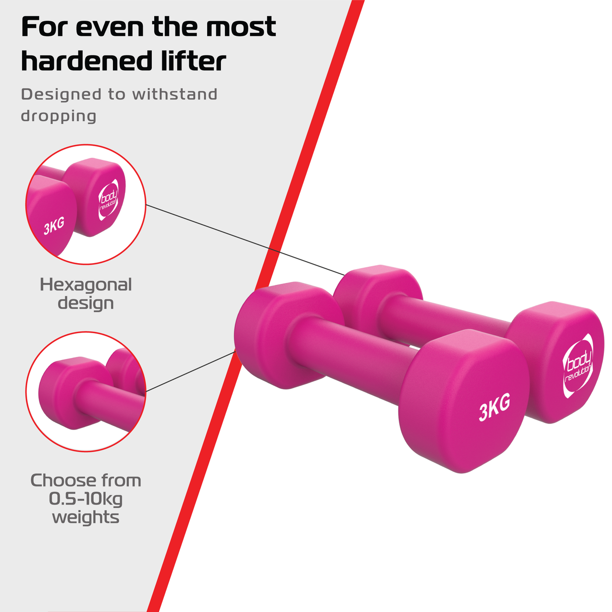 2 Haltères en Néoprène de 3 kg