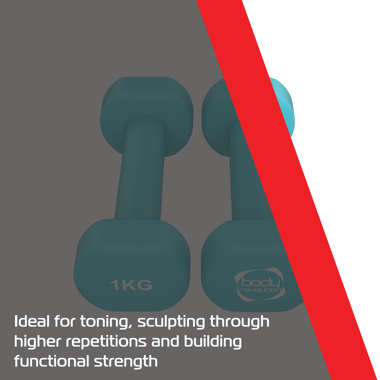 2 Haltères en Néoprène de 1 kg