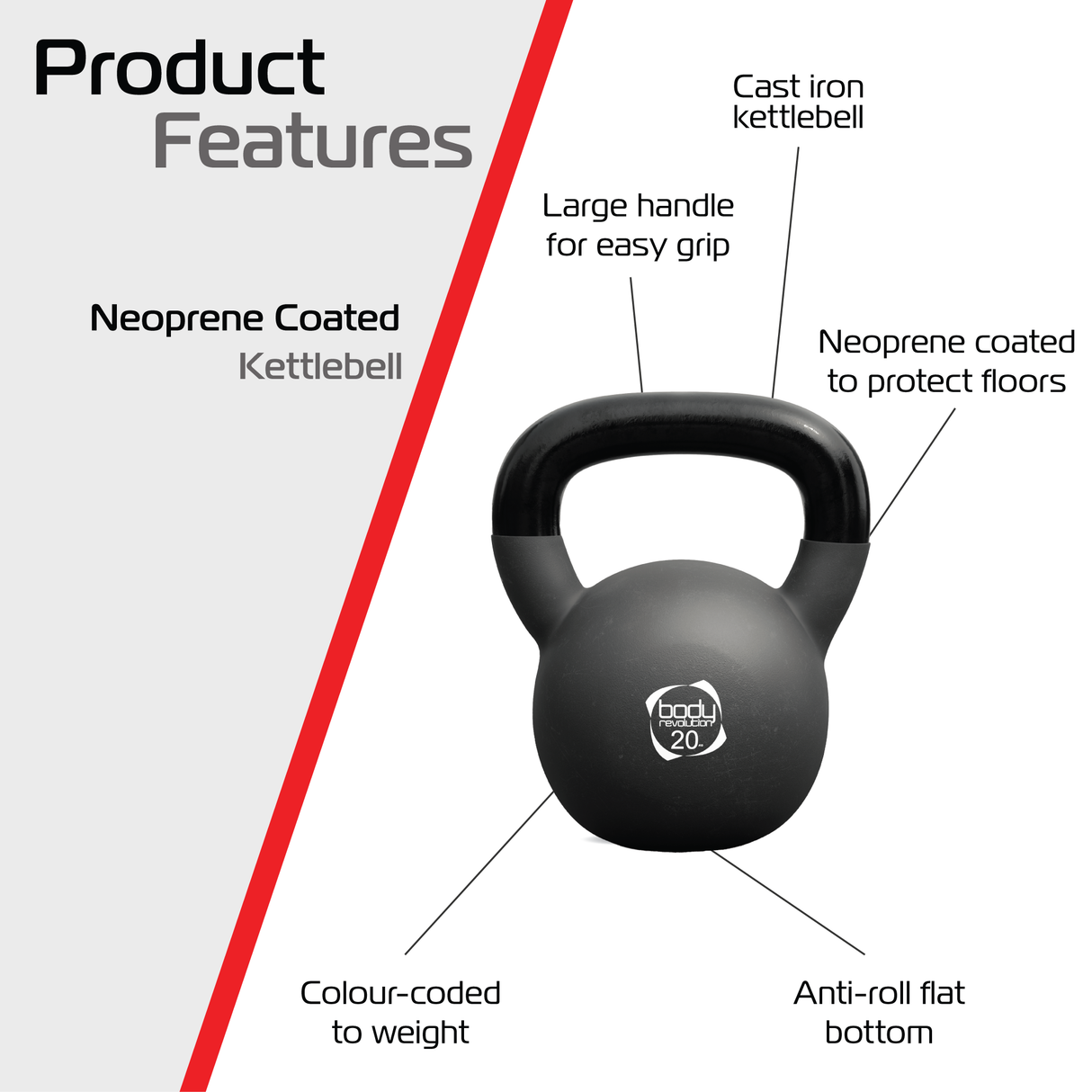 Kettlebell en Néoprène 20 kg