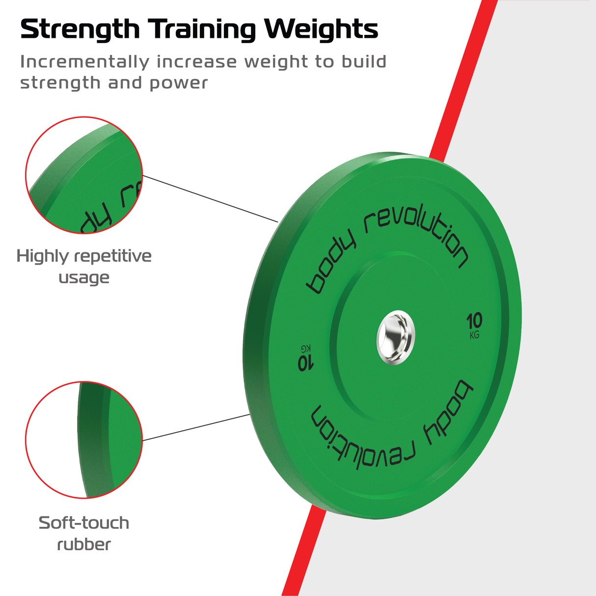 Lot de 4 Disques Olympiques Bumpers - 30 kg (2 x 5 kg, 2 x 10 kg)