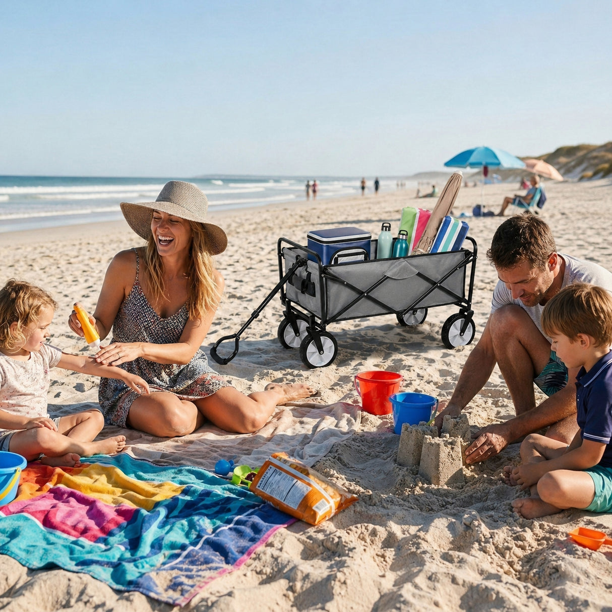 Chariot Tout-Terrain Pour Festival & Plage - Gris