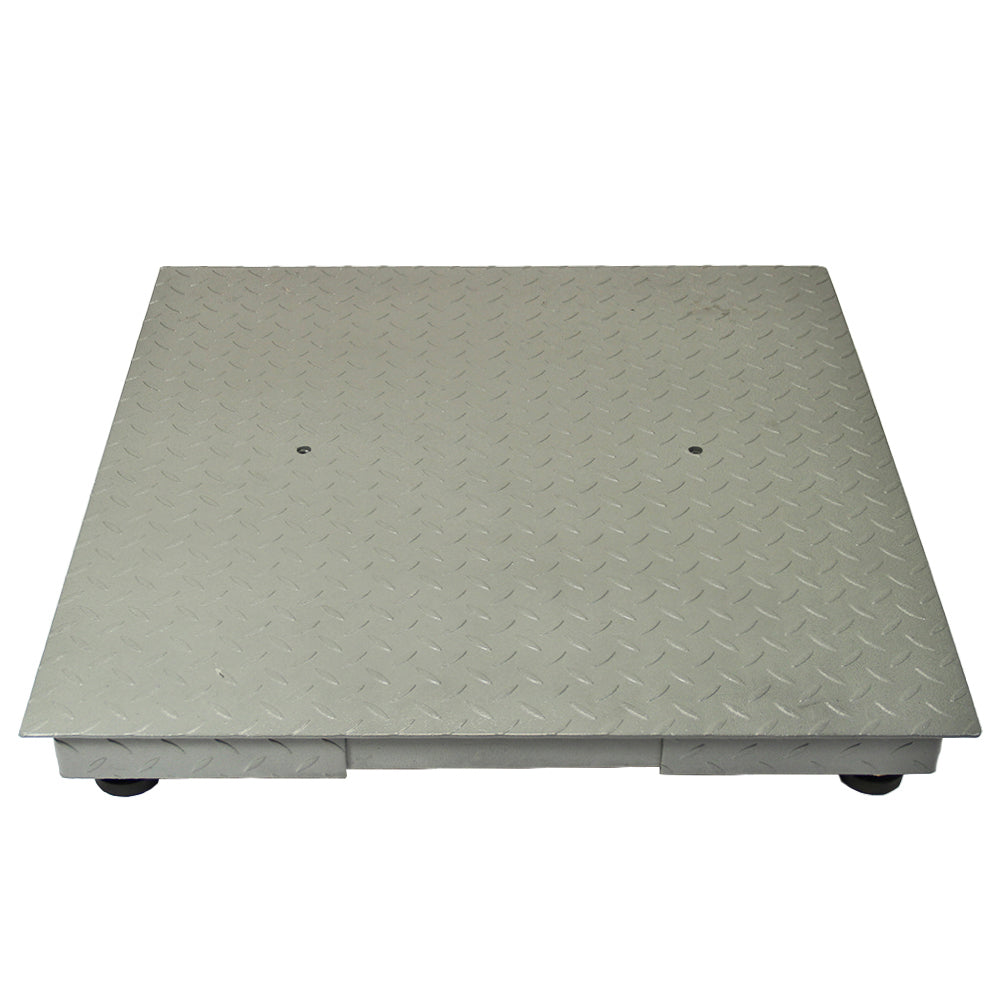 Plateau industriel T-Mech de 80 cm, surface en métal gris avec texture en relief, conçu pour le transport de palettes lourdes