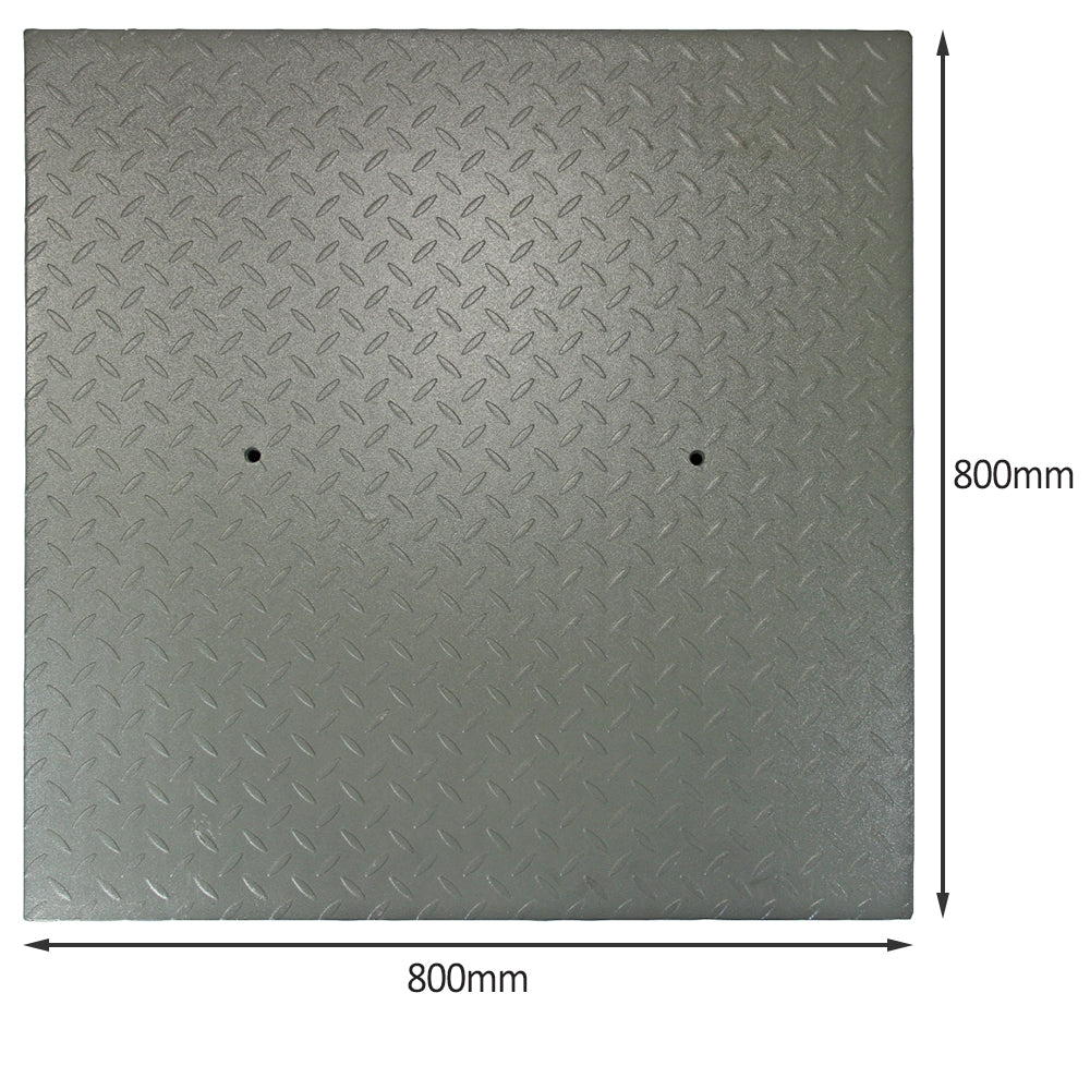 Plateau en acier de 80 cm avec surface antidérapante, finition grise, conçu pour le transport de palettes en toute sécurité