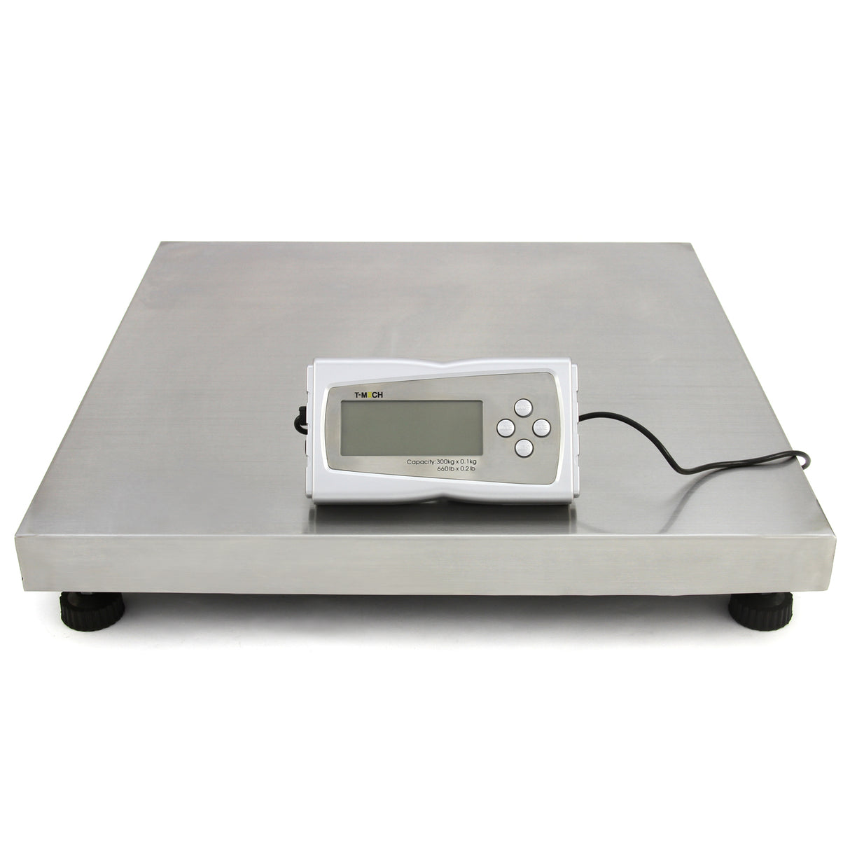 Balance vétérinaire T-Mech en acier inoxydable, surface de 50 x 50 cm, écran numérique et boutons de commande pour pesée précise