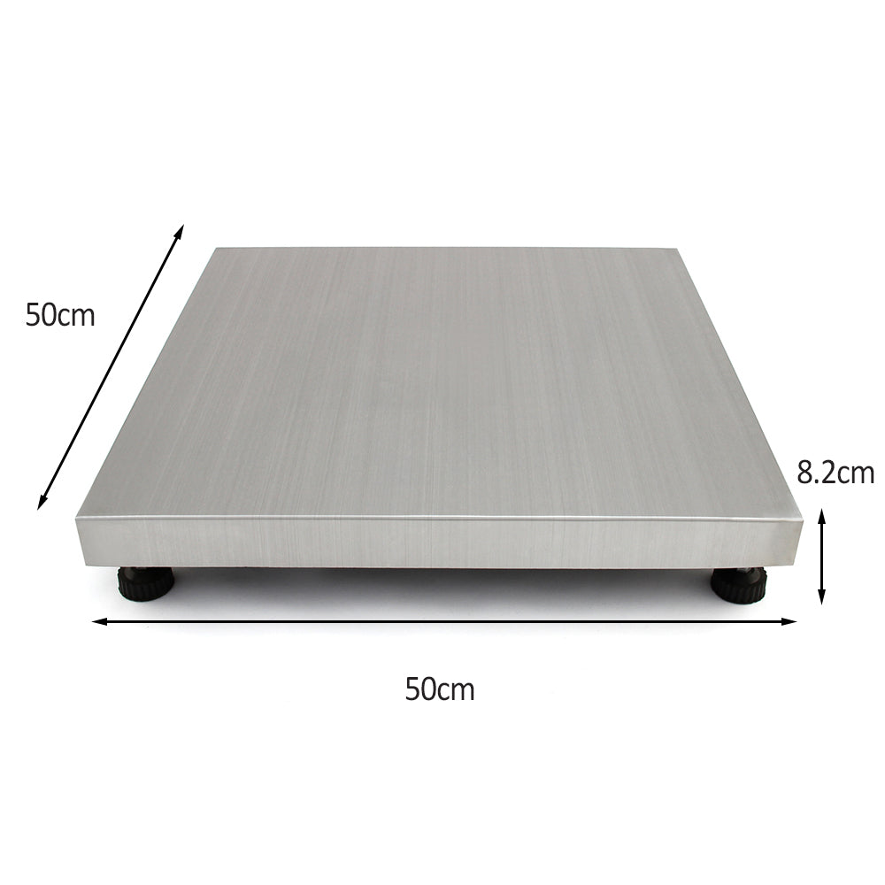 Plateau vétérinaire en acier inoxydable de 50 x 50 cm, surface lisse et argentée, épaisseur de 8,2 cm, avec pieds antidérapants