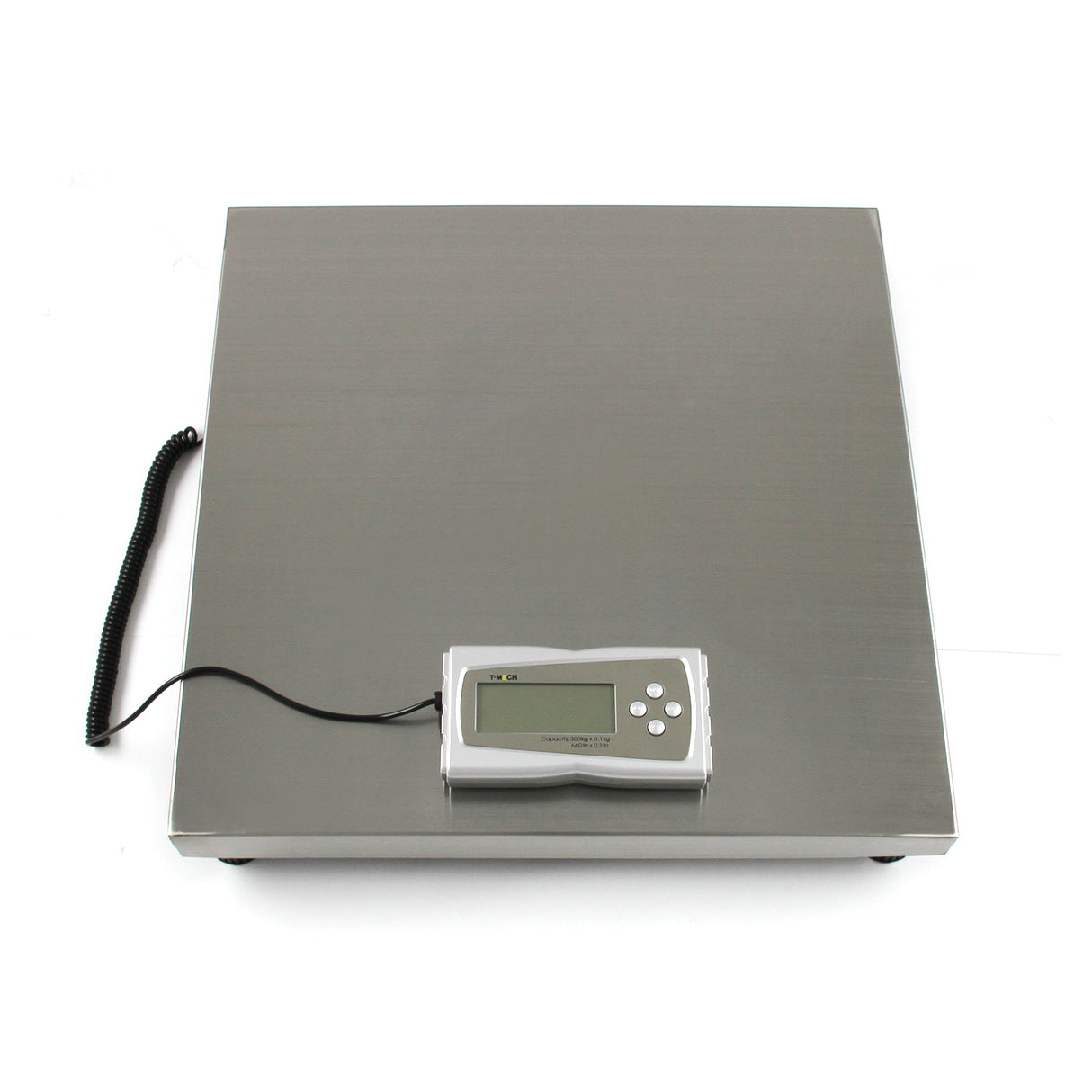 Balance vétérinaire T-Mech 50 x 50 cm en acier inoxydable, surface lisse et brillante, écran numérique avec câble, idéal pour peser les animaux