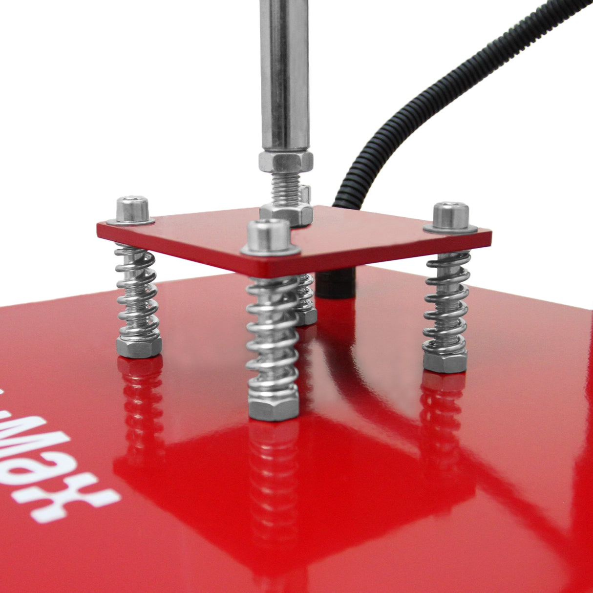 Presse à chaud pivotante rouge de 38 cm avec ressorts en métal, conçue pour un transfert thermique efficace et précis