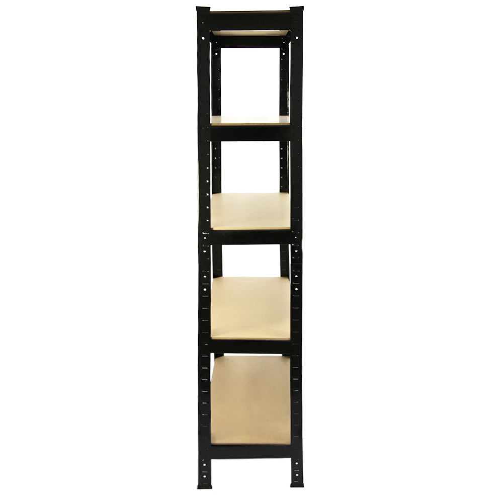Rayonnage T-Rax en acier noir de 75 cm x 30 cm x 150 cm avec quatre étagères en bois beige, design robuste et moderne