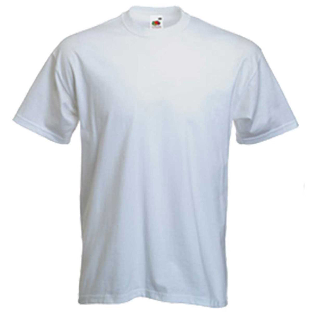 T-shirt blanc en coton, coupe classique, idéal pour la sublimation, avec des manches courtes et un col rond, texture douce et lisse