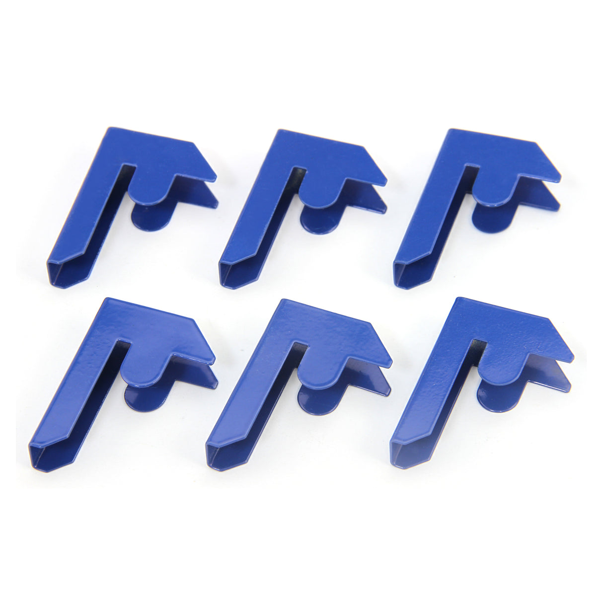 Connecteurs bleus en plastique pour rayonnage T-Rax, forme angulaire, surface lisse, ensemble de six pièces pour un montage facile
